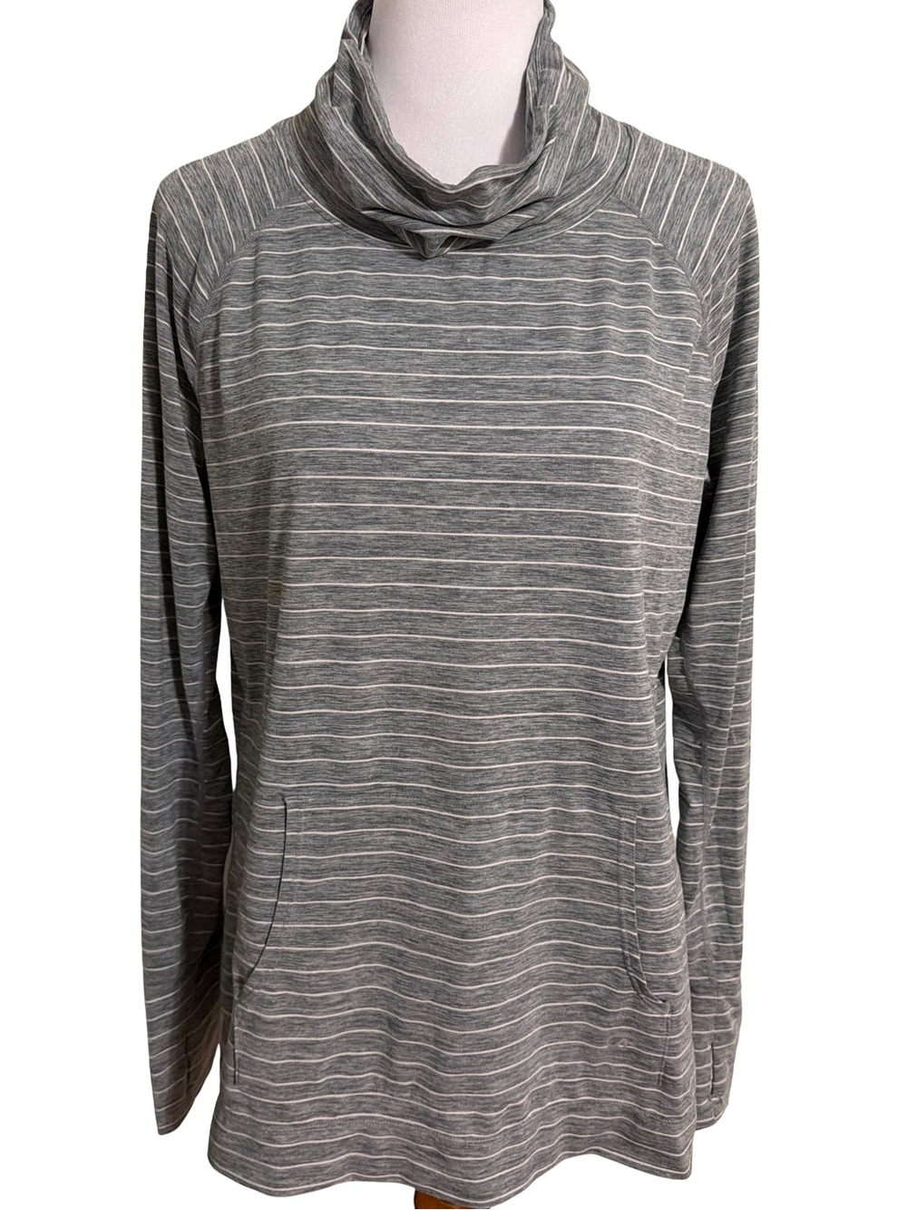 GAP Gray Striped Cowl Neck Pullover
